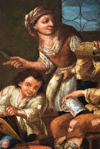 Louis XIV - Interior scene with beggars - Flemish author,17th century